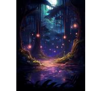 Kits de Point de Croix pour Adultes, Forêt mystérieuse la nuit, F Kits de Broderie au Point de Croix Imprimés 11CT, Kits de Broderie Estampillés pour Adultes, Décoration Murale