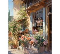 Kits de point de croix pour adultes, Magasin de fleurs en bordure de route,C,30 * 40cm 11CT canevas point de croix,debutant broderie point de croix imprimé,décoration murale