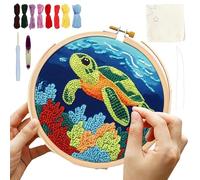 Kits de punch à l'aiguille pour adultes, kit à aiguille de punch pour débutants | Kit d'aiguille de poinçonnage sur le motif de tortue | Arts et artisanat, projets artistiques avec un fil de tissu d'i