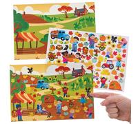 Kits de stickers Baker Ross FN586 Pumpkin Picking - Lot de 4, kits de stickers sur le thème de l'automne pour enfants avec des scènes amusantes de champs de citrouilles