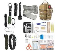 Kits de Survie d'urgence 73 PIÈCES, Trousse de Premiers Soins pour traumatologie Militaire Tactique, Pochette Molle EMT IFAK Kit de contrôle de Bandage de Tourniquet pour Camping randonnée (Marron)