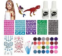 Kits de Tatouage pour Enfants, Imperméable Temporaire Avec Lumineux, Kit Temporaire Pour Enfants, Body Nail Art Glow In Dark, Body Festival Party Avec 5 Brosses 2 Colle Abbto