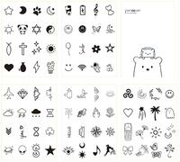 Kits De Tatouage Temporaire,5 Feuilles Avec 80 Styles Neck Small Face Bohemian,Faux Tatouage Sticker,Dentelle Tribal Tattoos,Lotus Moon Flowers Girls Tattoo,Color Skin Pour Femmes,Noir