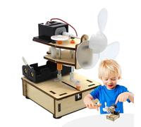 Kits de Tige de Moteur électrique - DIY en Bois 11x6,5x12cm | Éventail d'assemblage Scientifique avec tête tremblante Apprentissage Pratique activité Parent-Enfant, modèle éducatif | Expériences à d