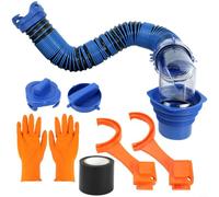 Kits de tuyaux d'égout pour camping-car avec t gants | Ensemble tout-en-un, ajustement sécurisé et étanche, gants hygiéniques inclus, design compact et pliable pour le rangement de