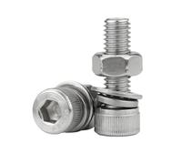 Kits de vis et écrous à tête hexagonale creuse avec rondelles M2, M2.5, M3, M4, M5, M6, M8, M10 et M12 en acier inoxydable(5mm,M4 10sets)