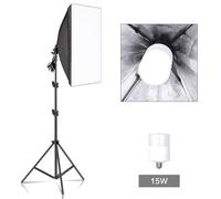 Kits d'éclairage Softbox pour photographie,système d'éclairage continu professionnel 50x70CM,boîte souple pour équipement de Studio Photo - Type 15W Bulb
