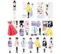 Kits d'habillage de poupées magnétiques - Déguisement de robe Jeu d'imagination Poupées en papier Découpage | Vêtements magnétiques Puzzle Mode créative S'habiller pour anniversaire, fête des