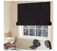 Kits D'isolation pour Fenêtres, Rideau de Protection Thermique Anti Froid en D'hiver Pas de Perçage Nécessaire Coupe-vent Au Bruit Film Isolant Réutilisable de Survitrage(Noir,39x106in/100x270cm)