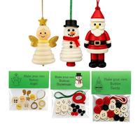 Kits D'Ornements De Noël en Boutons,Pendentif Accrochable Père Noël Ange Bonhomme De Neige | Kit DIY Décorations Charmantes pour et Adultes,pour Adultes Rétroviseur Arbre Fenêtre Maison