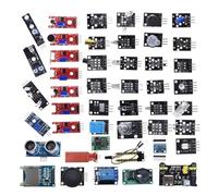 Kits électroniques avec 45 capteurs comprenant des commutateurs de vibrations, des planches à pain à photorésistance, un module d ' alimentation pour le prototypage, des kits de démarrage de capteurs