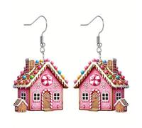Kits Moules Accessoires Bijoux Charming House Flat Earrings Exquisite Design Personality Earring Jewelry compatible with Machine Nettoyeur Boîte Piercings Bijoux (Pink, One Size)