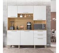 Buffet de Cuisine 6 Portes 2 Tiroirs Chêne et Blanc L 180.2 H 198 P 38.8 cm - L 180.2 x l 38.8 x H 198 cm Blanc