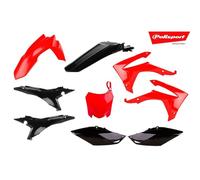 Kits plastique POLISPORT rouge/noir adaptables sur Honda CRF250/450R