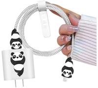 Kits Protecteur De Câble Mignon Pour Chargeur Compatible Avec Iphone, Protege Câbles Avec Modèle De Panda 3D Pour Fille Enfant, Protecteurs Pour Raccords De Câbles Ligne De Données Usb - Bla[L1282]