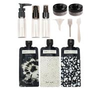 Kitsch 11 flacons de Voyage - Kit Essentiel pour shampoing, après-shampoing, Lotion et Plus - Flacons homologués TSA, Rechargeables et étanches - Noir et Ivoire
