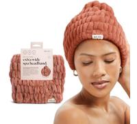 Kitsch Bandeau de spa extra large pour maquillage et soins de la peau - Bandeau pour laver le visage et le visage - Bandeau extra doux pour femmes et filles (rose poudré)