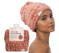 Kitsch Bandeau spa pour femme - Bandeau doux et extensible pour le lavage du visage, le maquillage et le visage | Extra large, antidérapant pour les routines beauté et soins personnels - Rose poudré