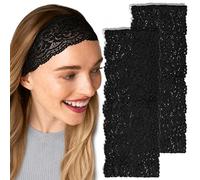 Kitsch Bandeaux larges en dentelle pour femmes antidérapants 2pcs - Noir