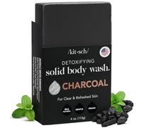 Kitsch Barre de gel douche détoxifiant au charbon de bois | Fabriqué aux États-Unis | Gel douche entièrement naturel | Sans paraben | Gel douche sans sulfate pour homme et femme | Barre de douche