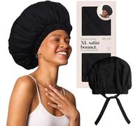 Kitsch Bonnet de nuit XL en satin - Plus doux que la soie pour femme - Ajustement sûr - Bonnet de nuit réglable pour cheveux bouclés et texturés - Empêche la casse, les nœuds et