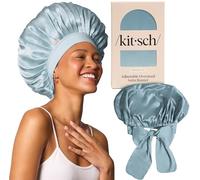 Kitsch Bonnet XL en satin pour dormir - Plus doux que la soie pour femme - Ajustement sécurisé, bonnet de nuit réglable pour cheveux bouclés et texturés - Empêche la casse, les nœuds et