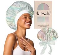 Kitsch Bonnet XL en satin pour dormir - Plus doux que la soie pour femme - Ajustement sûr, bonnet de nuit réglable pour cheveux bouclés et texturés - Empêche la casse, les nœuds et l'amincissement