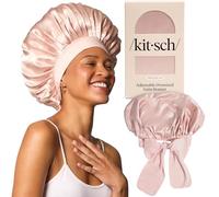 Kitsch Bonnet XL en Satin pour Dormir - Plus Doux Que la Soie pour Femme - Ajustement sûr, Bonnet de Nuit réglable pour Cheveux bouclés et texturés - Empêche la Casse, Les nœuds et l'amincissement