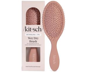 Kitsch Brosse à cheveux secs/humides en plastique recyclé Terre cuite | Outil démêlant pour cheveux bouclés ou droits, brosse pour mèches emmêlées, poils flexibles, brosses pour tout le monde