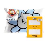 Kitsch BT21 Taie d'oreiller en Satin avec Fermeture éclair pour Les Cheveux et la Peau, Plus Douce Que Les taies d'oreiller en Soie, lavables en Machine, infroissables, rafraîchissantes et