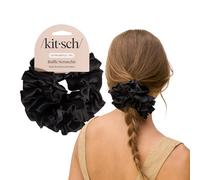Kitsch Chouchou à volants en tissu recyclé - Noir