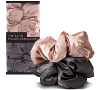 Kitsch chouchous en satin 2pc, accessoires pour cheveux, empêche les frisottis et la casse, idéal pour une utilisation de nuit, chignon et tresses, tous les types de cheveux, blush/gris anthracite
