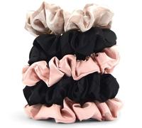 Kitsch Chouchous en satin pour femme - Plus doux que la soie | Élastiques sans danger pour un sommeil sans frisottis | Accessoires cheveux de jour comme de nuit - Assortiment de 5 pièces