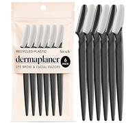 Kitsch Dermaplane Lot de 6 rasoirs pour le visage des femmes et des hommes - Tondeuse à sourcils, rasoir, outil de dermaplaning en plastique recyclé et de soins de la peau - Noir