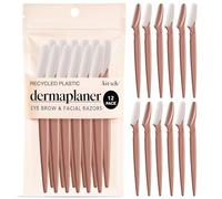 Kitsch Dermaplaning Tool - Rasoirs pour le visage pour femme | Rasoir à sourcils et rasoir visage pour femme | Épilation faciale pour femme | Rasoir Dermaplane pour visage de femme, 12 pièces (terre