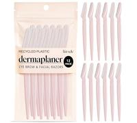 Kitsch Dermaplane Rasoir facial pour femme et homme, pour les sourcils et le visage, outil de soins de la peau et rasoir facial exfoliant pour une peau plus lisse, rose, 12 pièces