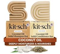 Kitsch Ensemble shampooing et après-shampoing à l'huile de noix de coco - Shampooing et après-shampoing hydratants en profondeur pour cheveux secs et abîmés - Barres solides hydratantes pour cheveux