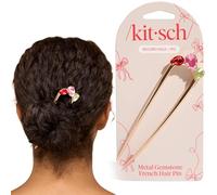 Kitsch Épingle à cheveux en métal avec pierre précieuse - Rouge, rose et vert
