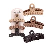 Kitsch Grandes pinces à cheveux en plastique recyclé, grandes pinces à cheveux pour femme, grandes pinces à cheveux et pinces à mâchoire, grandes pinces à cheveux pour cheveux épais, (3 pièces, grand