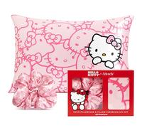 Kitsch Hello Kitty Lot de 2 taies d'oreiller en Satin, Plus Douces Que la Soie, lavables en Machine, sans Plis, Taille Standard, avec chouchous en Satin, sans dégâts, Visages de Chaton Rose