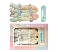 Kitsch Holiday Hair Hero XL Lot de 4 pinces à cheveux en satin sans chaleur et pinces plates - Boucles et vagues sans chaleur, tiges à friser extra larges, chouchous en satin et pince à griffes pour