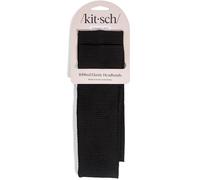 Kitsch Lot de 2 bandeaux larges côtelés antidérapants pour femme avec ajustement extensible et confortable | Bandeaux décontractés ou d'entraînement pour tous les types de cheveux - Noir