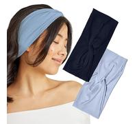 Kitsch Lot de 2 bandeaux larges pour femme - Bandeau de sport tendance pour l'entraînement, le yoga, la gym, la course à pied, l'exercice - Accessoires pour cheveux pour femme - Bouquet de jardin