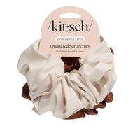 Kitsch Lot de 2 chouchous surdimensionnés en tissu recyclé - Camel et crème