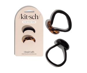 Kitsch Lot de 2 petits manchettes nuages en plastique recyclé - Noir et tortue
