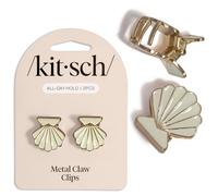 Kitsch Lot de 2 pinces à cheveux en forme de coquillage de palourde - Jolies pinces à cheveux inspirées de la plage - Accessoires de cheveux en métal à forte tenue toute la journée pour femme