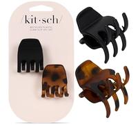Kitsch Lot de 2 pinces à cheveux moyennes respectueuses de l'environnement - Accessoires de cheveux courts mignons et élégants pour femmes et filles | Taille idéale pour toutes les coiffures (noir et