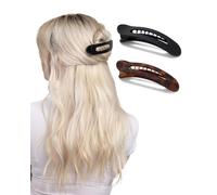 Kitsch Lot de 2 pinces à cheveux plates pour femme | Pinces à cheveux fines et épaisses | Grandes pinces plates pour cheveux | Pinces à cheveux crocodile | Grandes pinces à cheveux pour femme (noir et