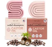 Kitsch Lot de 2 shampoings et après-shampoing à l'huile de ricin bio pour cheveux ternes et secs - Savon nourrissant pour la croissance des cheveux - Sans sulfate, silicone et paraben