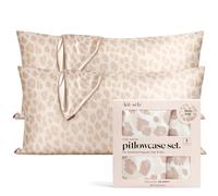 Kitsch Lot de 2 taies d'oreiller en Satin avec Fermeture éclair pour Les Cheveux et la Peau, Plus Douces Que la Soie, Taille King Size (léopard)